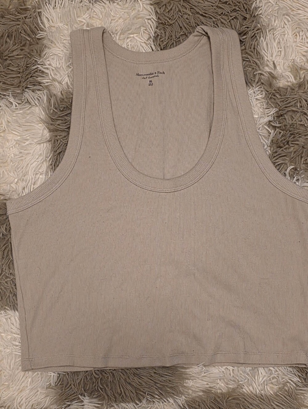 Abercrombie & Fitch Ribbed Crop Tank in Taupe Beige